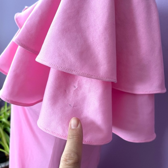 Vintage light pink stretchy maxi dress with butterfly sleeves and rose - Picture 5 of 6